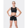 Studio 7 Dancewear Womens Mesh Performance Crop Top Black Front View