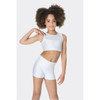 Studio 7 Dancewear Womens Mesh Performance Crop Top White Front View