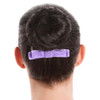 Energetiks Velvet Hair Bow with Comb for Dance & Performance in Jacaranda, in a dancer's bun