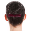 Energetiks Velvet Hair Bow with Comb for Dance & Performance in Burgundy, in a dancer's bun