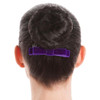 Energetiks Velvet Hair Bow with Comb for Dance & Performance in Deep Purple, in a dancer's bun