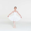 Girl in White Studio 7 Dancewear Premium Long Circle skirt, front view