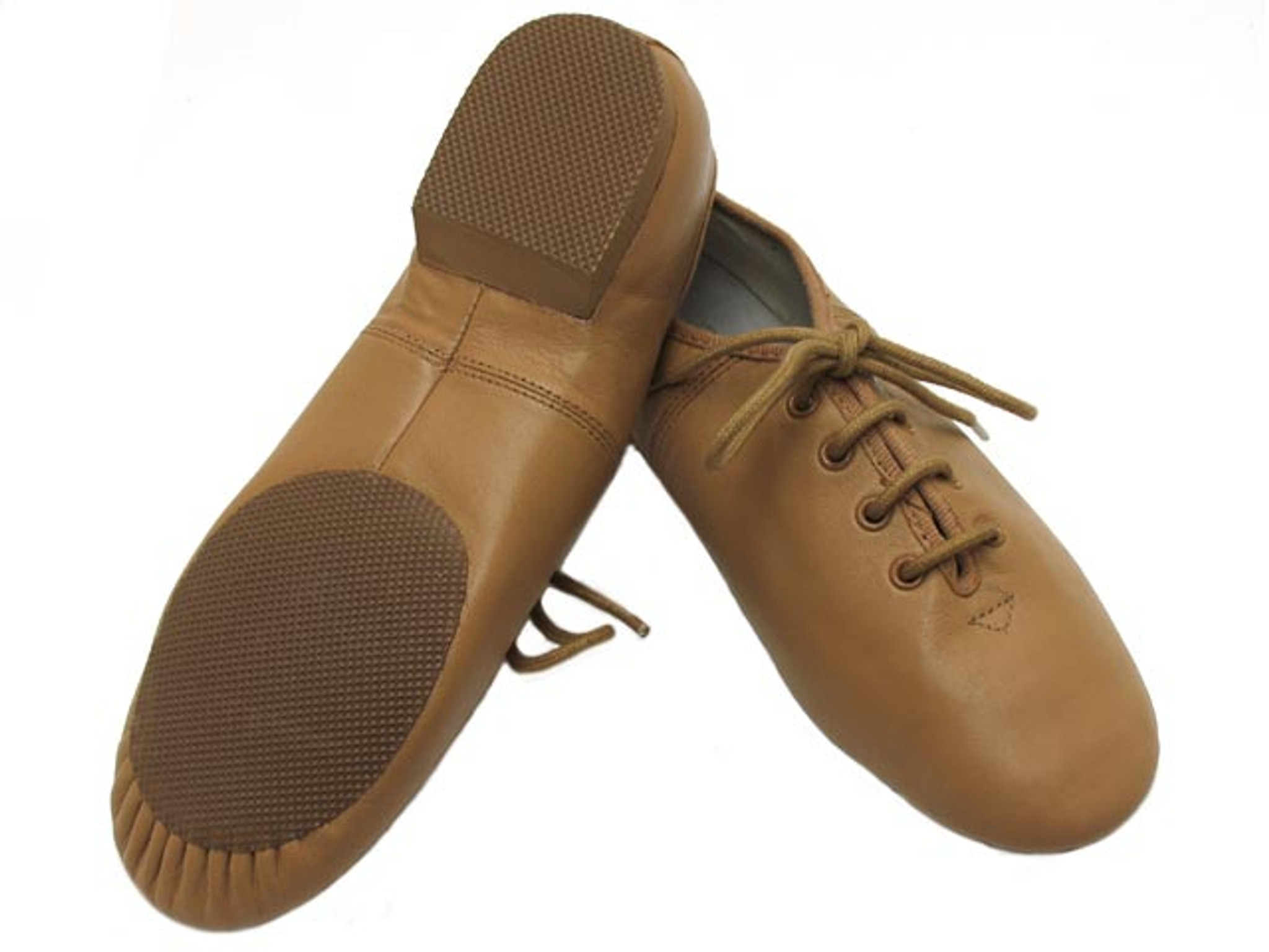 Leather Jazz Shoes with Lace Up Split Sole by Dance Direct