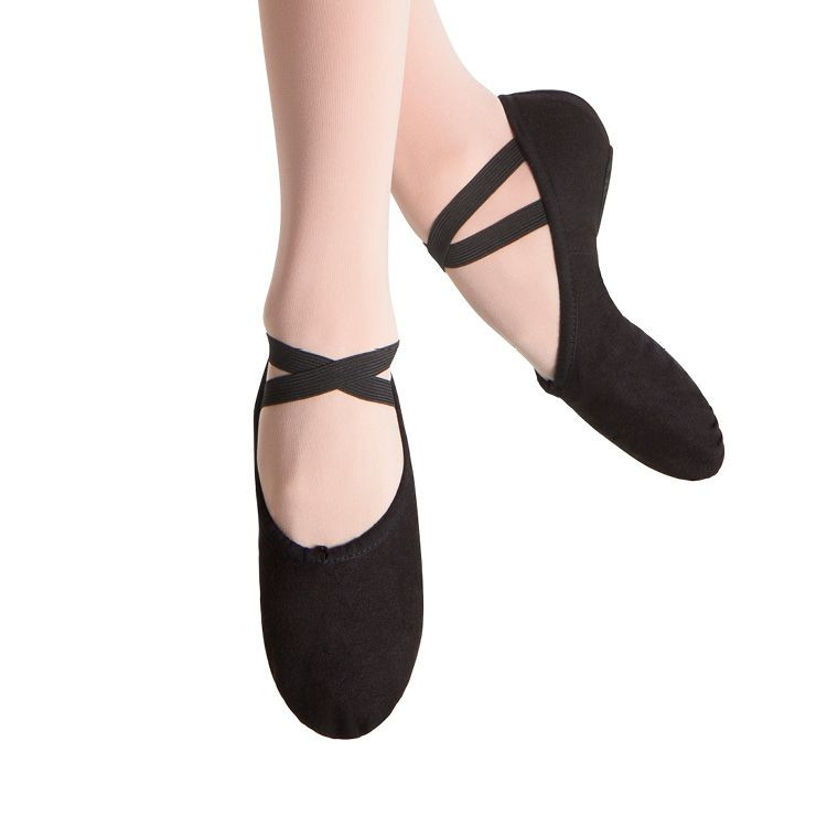 black canvas ballet pumps