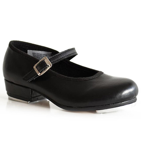 Black Dance Direct leather buckle tap shoe with resonant plates and professional strap.