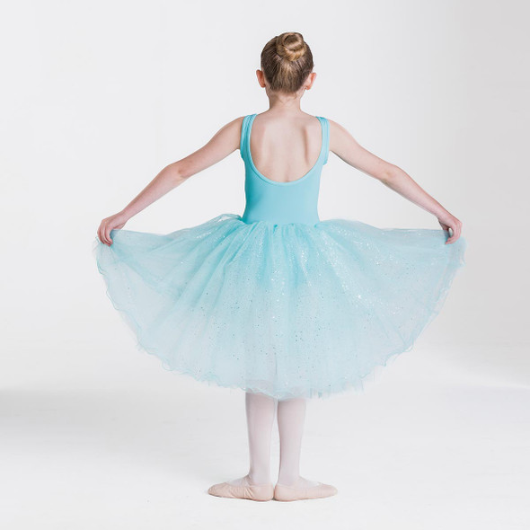  Woman wearing Studio 7 Dancewear Classical Dream tutu dress in Ice Blue, back view