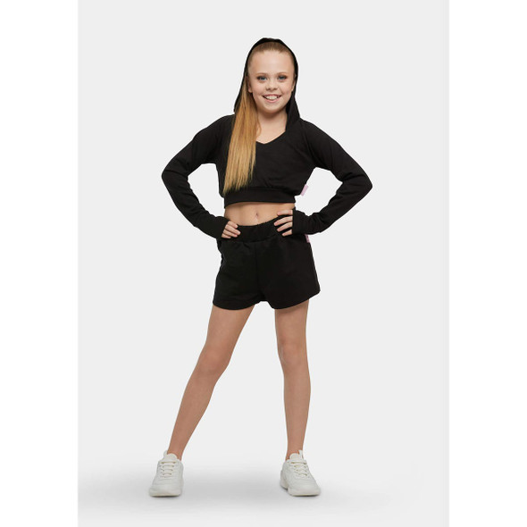 Studio 7 Dancewear Essential Warmup Dance short in black, front view