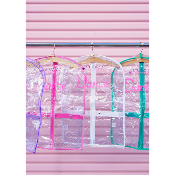 Display of Studio 7 Mini Garment Bags hanging in a studio