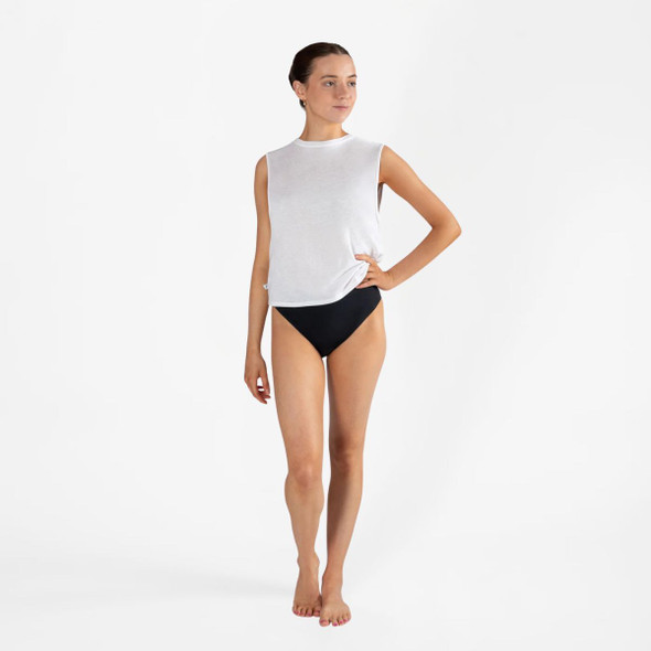Energetiks Girls & Womens Absorb+ Leak-Resistant Dance Brief front view in black