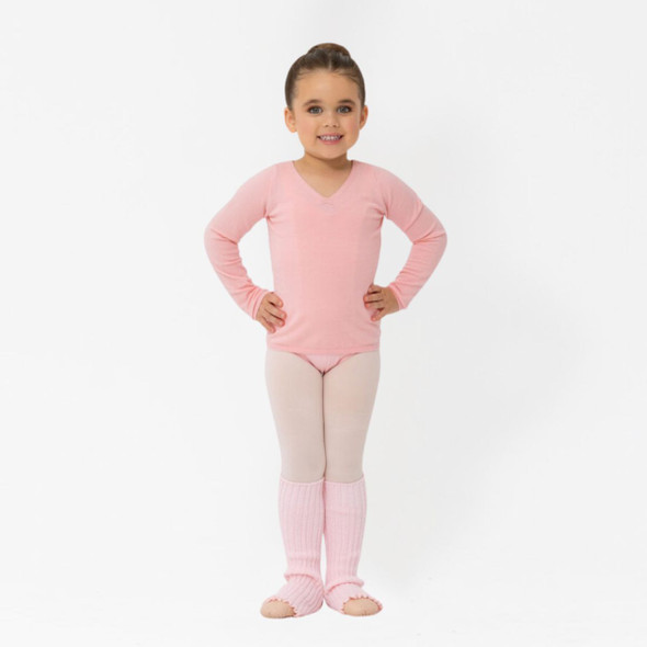 Studio 7 Dancewear Essential Class Warm Up Top for Children in Ballet Pink, front view