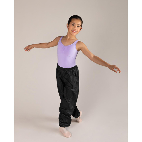  Girl wearing Energetiks Harlow CottonLuxe dance pants in Black, front view