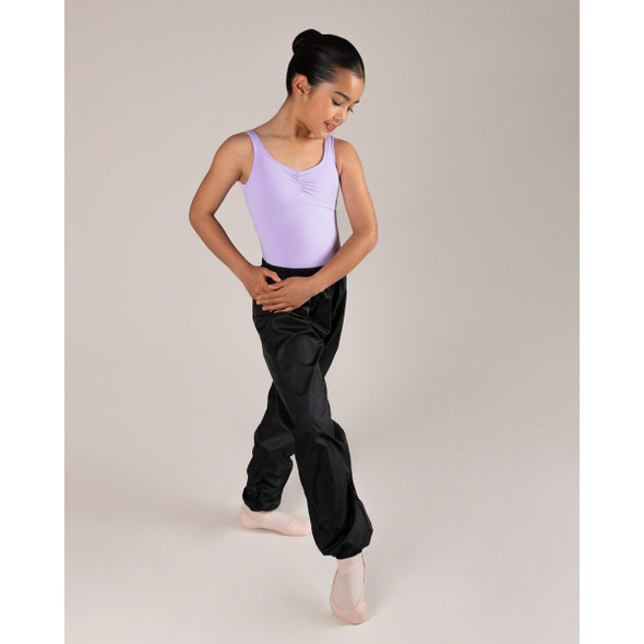 Girl wearing Energetiks Harlow CottonLuxe dance pants in Black, side view