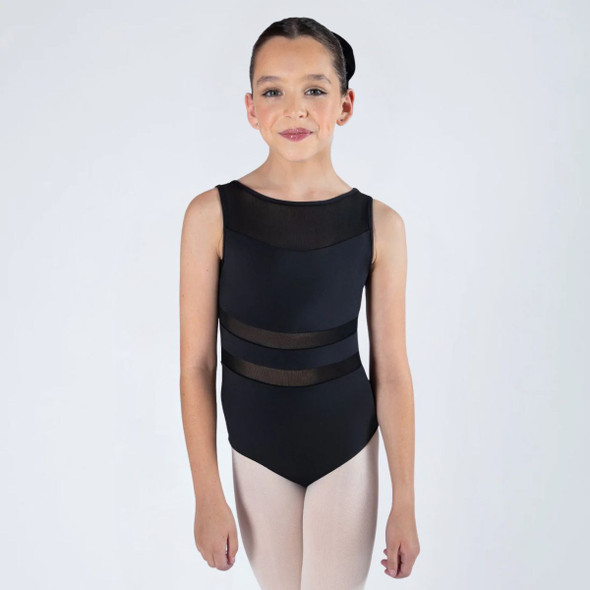 Energetiks Lexi Mesh Ballet & Dance Leotard in Black front view