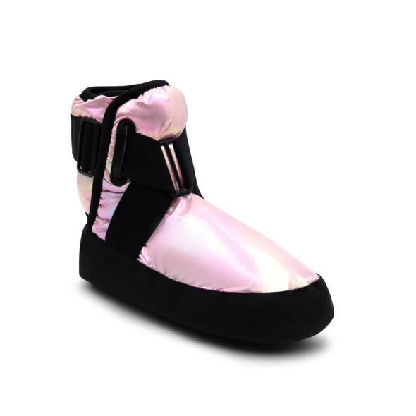 Capezio Glam Adjustable Straps Cushioned Sole Warmup Bootie in Metallic Light Pink