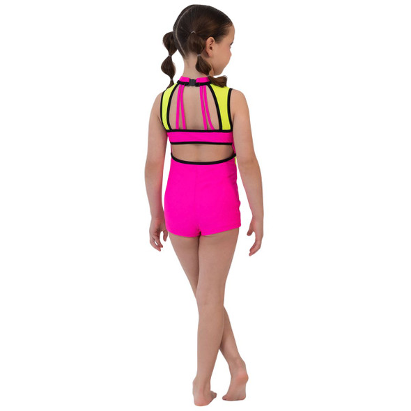 Back view of the Studio 7 Dancewear Ziggy Biketard in Pink Candy