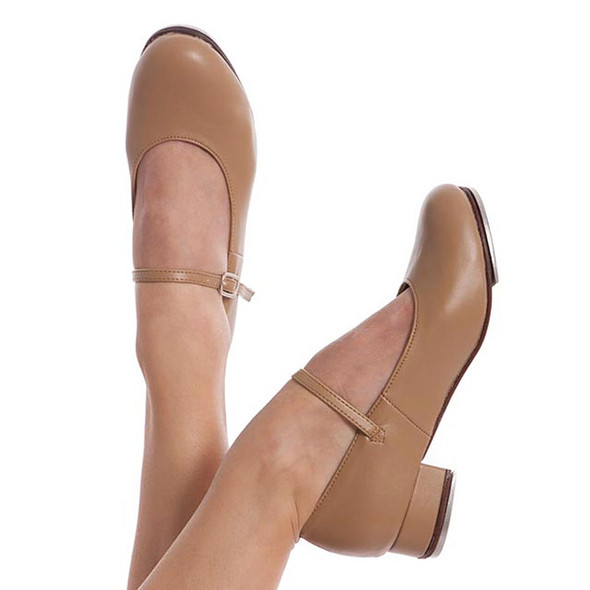Energetiks Debut Low Heel Buckle Strap Tap Shoes Adult Sizes in Tan