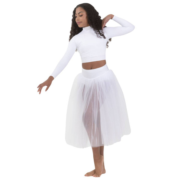 Studio 7 Dancewear Dream Romantic Tutu Skirt in white, front view