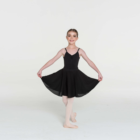 Girl in Black Studio 7 Dancewear Premium Long Circle skirt, front view