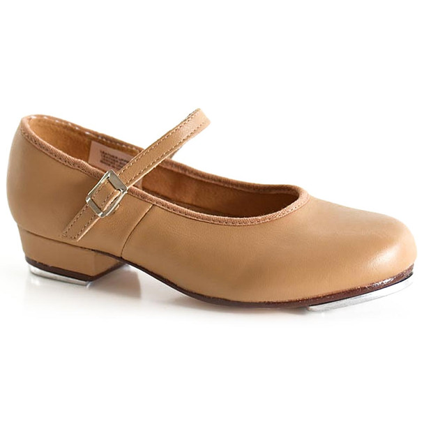 Tan Dance Direct leather buckle tap shoe with premium leather and resonant plates.