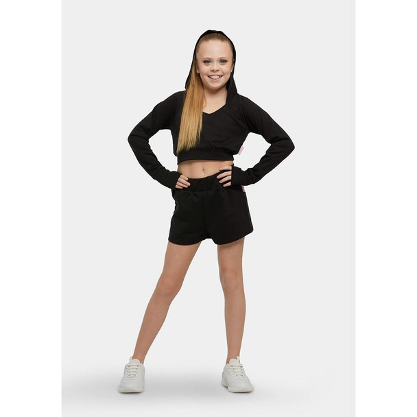 Studio 7 Dancewear Essential Warmup Dance short in black, front view