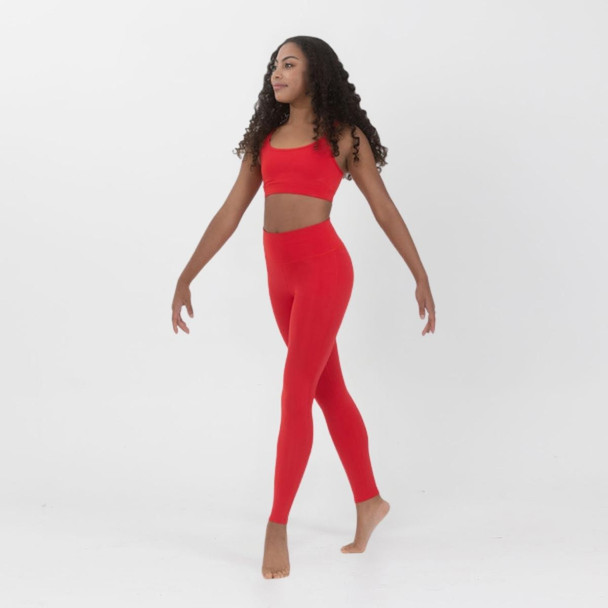 Studio 7 Dancewear Performance Dance Leggings in Red – Girls Front View
