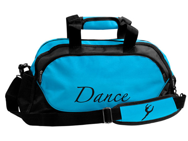Medium size dance bag in turquoise & black