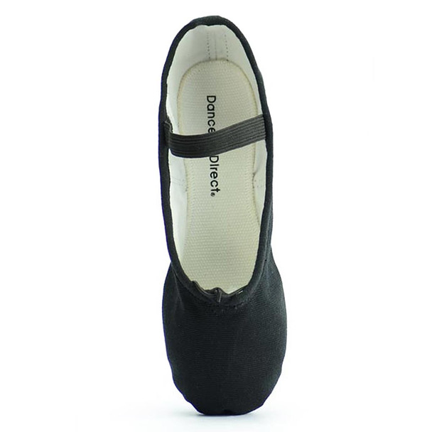 Direct Black Canvas Ballet Shoes Split Sole Adult Sizes