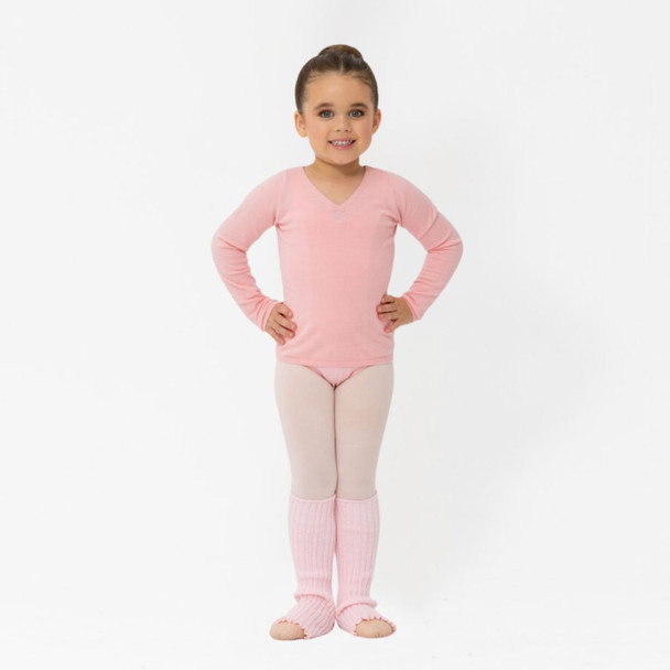 Studio 7 Dancewear Essential Class Warm Up Top for Children in Ballet Pink, front view