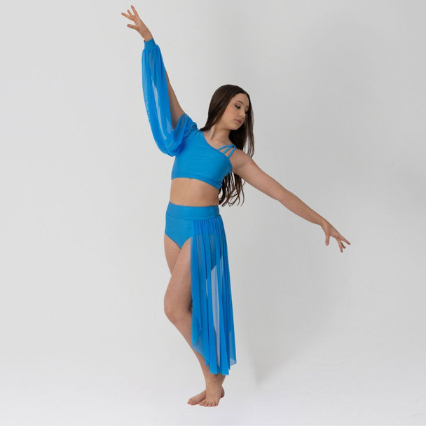 Studio 7 Dancewear Kirra Two Piece Lyrical Set Adult Sizes in Breeze Blue, dancer front view