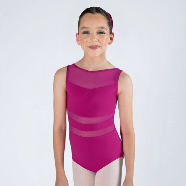 Energetiks Lexi Mesh Ballet & Dance Leotard in Mulberry front