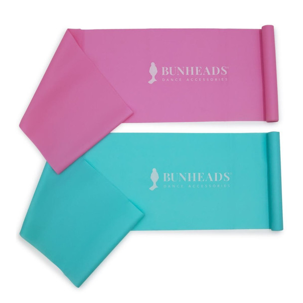 Capezio 4ft Medium & Heavy Set Resistance Exercise Bands Multicolors (Pink and Turquoise)