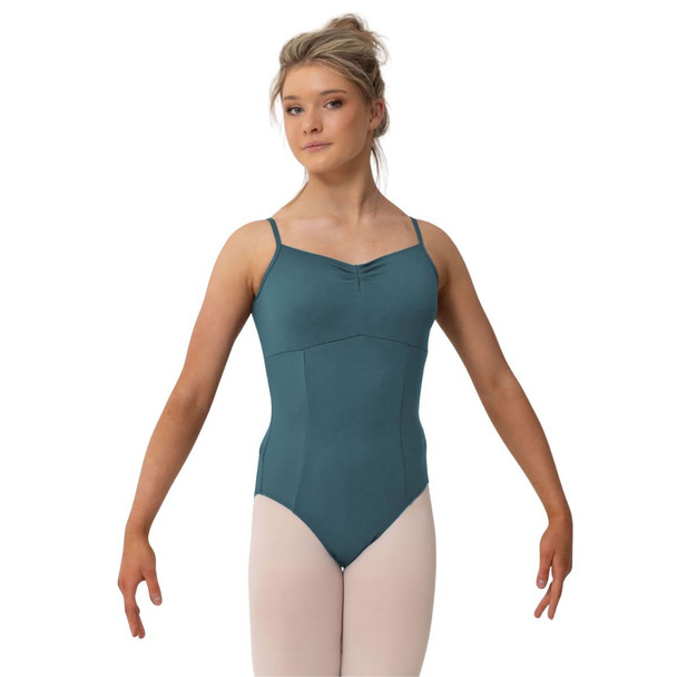 Studio 7 Dancewear Maya Camisole Leotard Children's Sizes in Teal, dancer front view