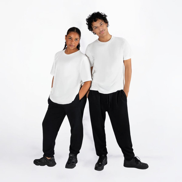 Energetiks Parker Round Neck Oversized Fit Tee Adult Sizes in White, dancers front view