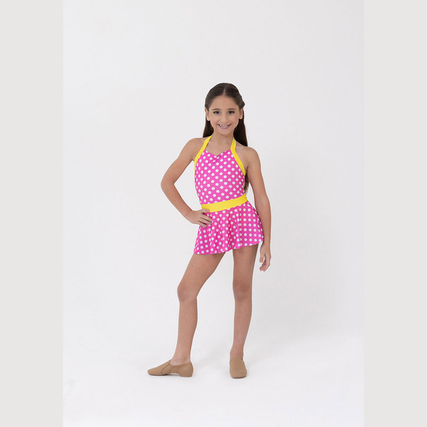 Studio 7 Dancewear Tiffany Dress girl wearing Pink/White/Yellow