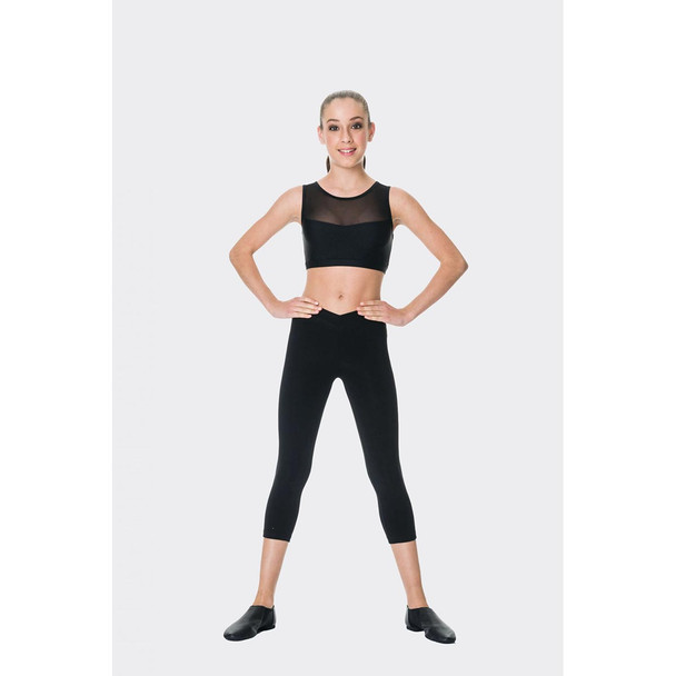 Studio 7 Dancewear Womens 3/4 Cotton Leggings front view in black