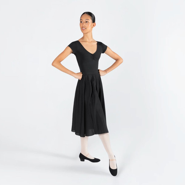 Energetiks Matilda Character Uniform Dance Skirt Adult Sizes in Black, styled on a dancer