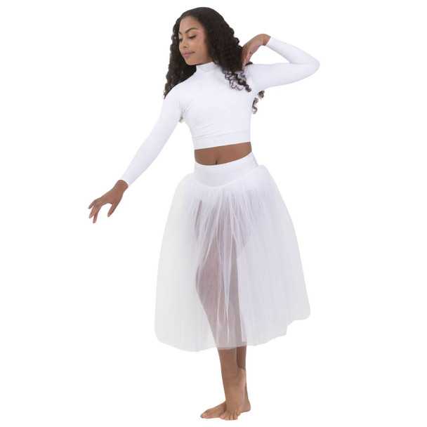 Studio 7 Dancewear Dream Romantic Tutu Skirt in white, front view