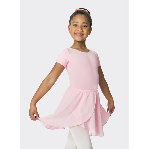  Girl in Ballet Pink Studio 7 chiffon mock wrap skirt, front view