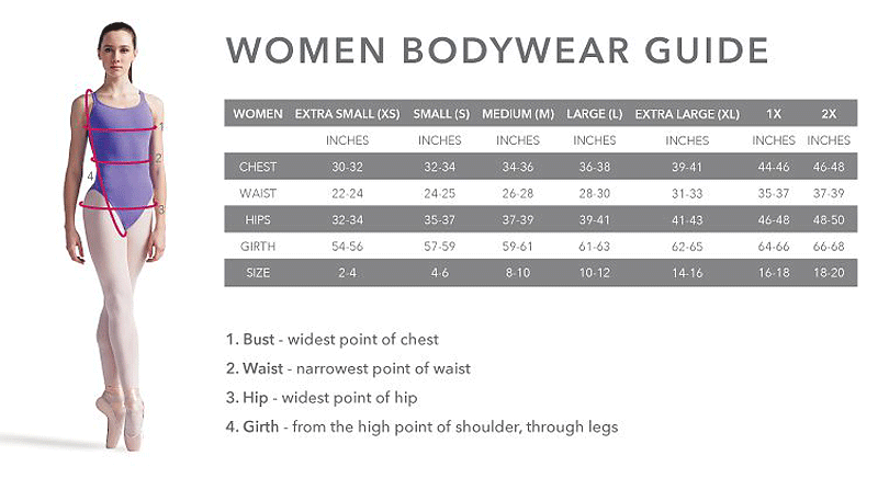 Capezio Clothing Size Charts