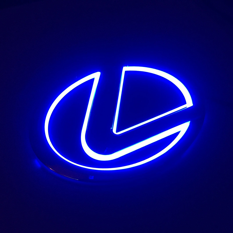 LEXUS CHROME 12.5cm x 9.2cm 5D LED Badge/Emblem/Logo WHITE/RED/BLUE