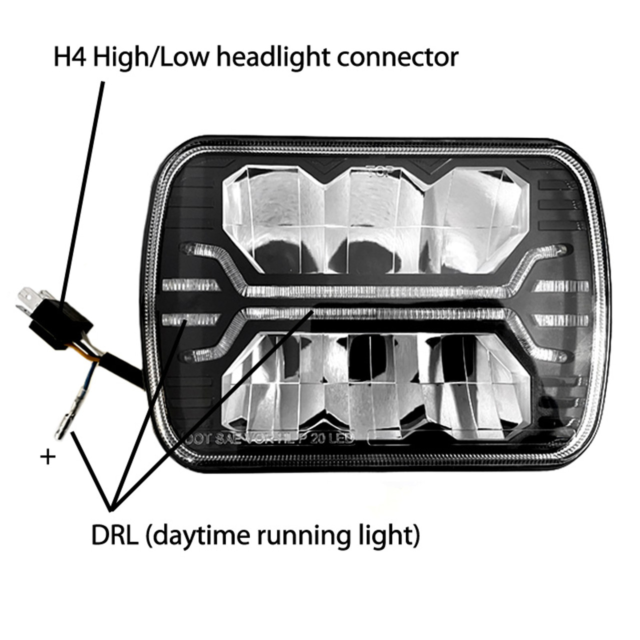 5 x 7 80W LED DOT SCENE LENS High/Low Headlight Set w/WHITE DRL / 2pcs -  NEW!