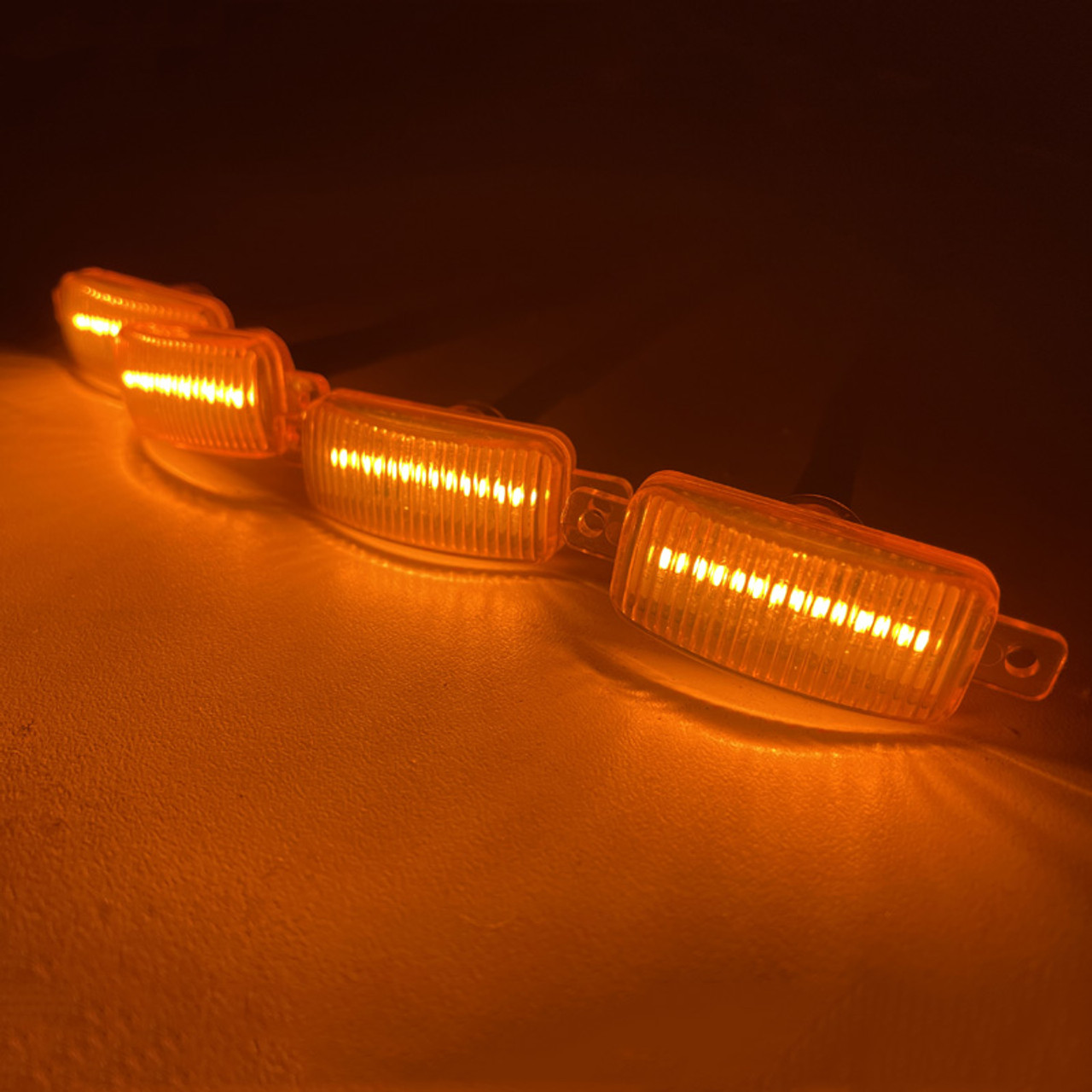 Amber Lens LED Grille Lights, DRL Lights, Hood Lights 4pcs HID