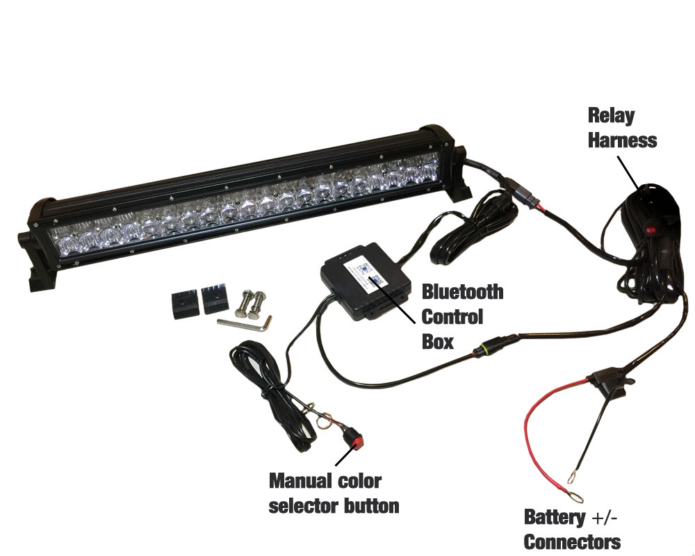 20" 120W CREE Straight Dual Row Bluetooth Multicolor RGBW LED Light Bar