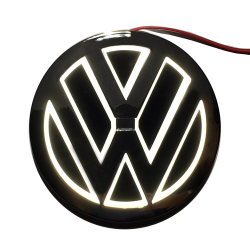 VW - CHROME 11cm dia. 5D LED Badge/Emblem/Logo - WHITE/RED/BLUE LED colors