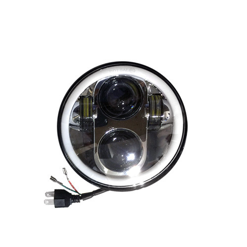 5-3/4" 30W DOT High/Low Beam LED Projector Headlight with Amber/White halo - chrome