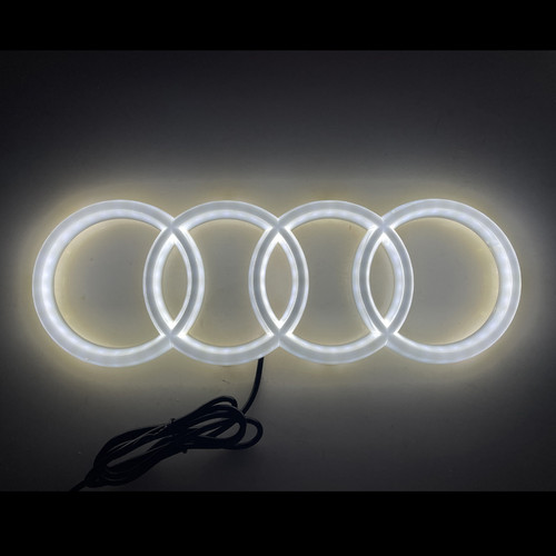AUDI Dynamic Moving LED 27.3 x 9.5 cm LARGE Black Chrome Badge/Emblem/Logo - ON
