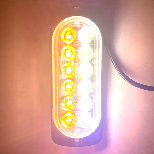 Pilot Car Truck 12 pc Dual Row Amber/White LED Warning Light with 18 strobe modes  - on