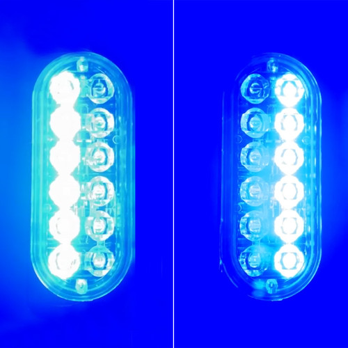 Tow Truck 12 pc Dual Row Blue LED Warning Light with 18 vertical strobe modes - ON