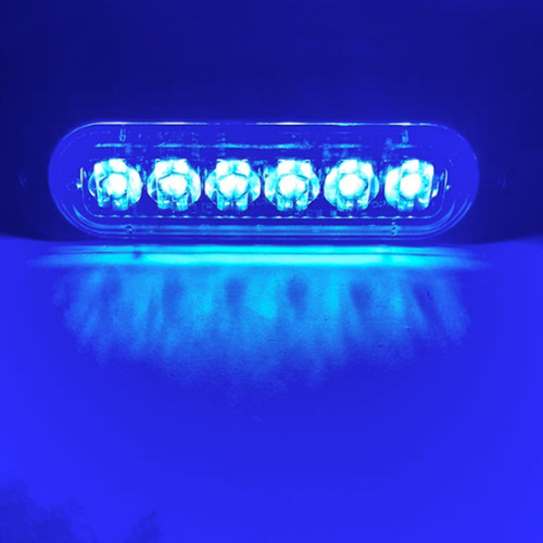 4-3/8" BLUE 6pc LED Emergency Warning Light with 18 Strobe Effects - ON