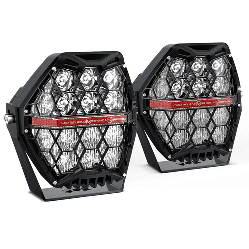7" 240W 12000lm High/Low Honeycomb LED Driving Light Set with Amber DRL 7" 240W 12000lm High/Low Honeycomb LED Driving Light Set with Amber DRL